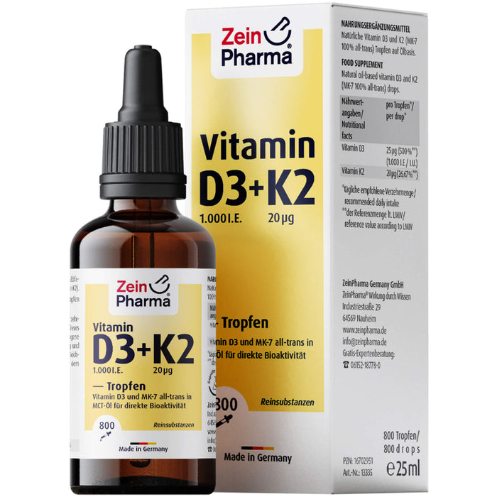 Vitamin D3 + K2 MK-7 Tropfen 25ml hochdosiert, 25 ml TEI