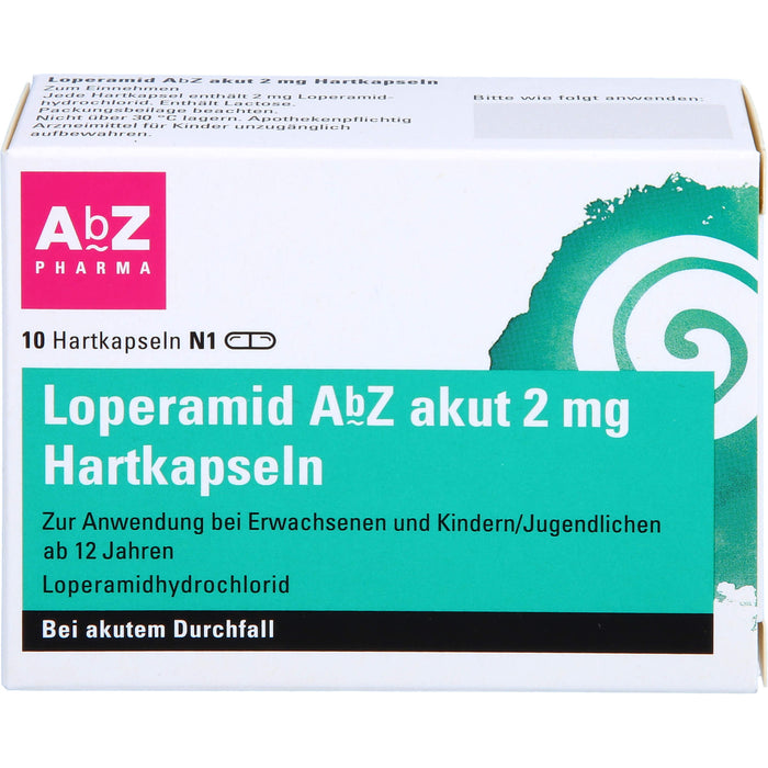 Loperamid AbZ akut 2 mg Hartkapseln bei Durchfall, 10 pcs. Capsules