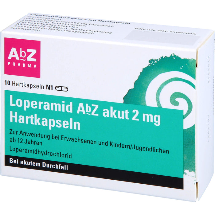 Loperamid AbZ akut 2 mg Hartkapseln bei Durchfall, 10 pc Capsules