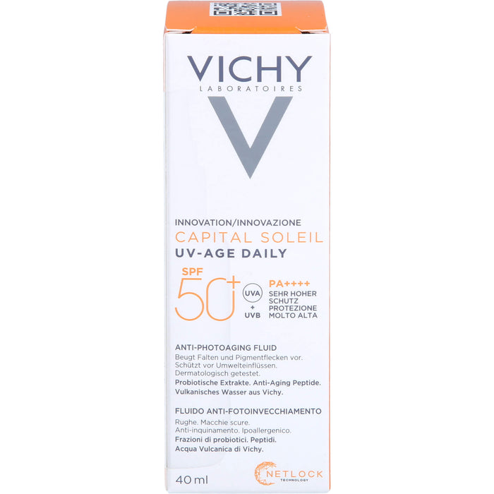 VICHY Capital Soleil UV-Age Daily LSF 50+ Fluid beugt Falten und Pigmentflecken vor, 40 ml Cream