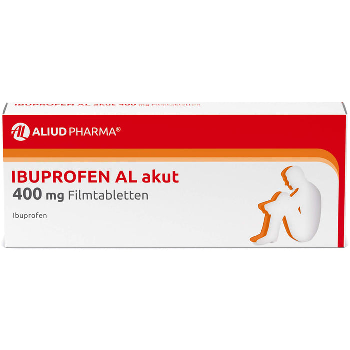 Ibuprofen AL akut 400 mg Filmtabletten bei leichten bis mäßig starken Schmerzen und Fieber, 50 pc Tablettes