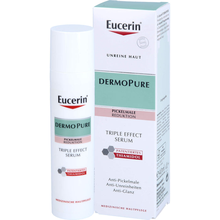 Eucerin Dermopure Triple Effect Gesichtsserum gegen unreine Haut, Pickelmale und glänzende Haut, 40 ml Solution