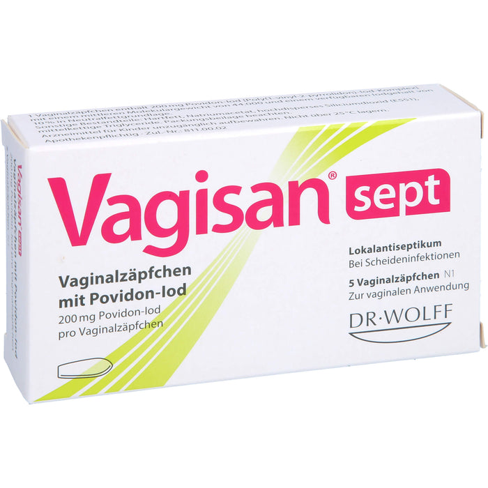 Vagisan sept Vaginalzäpfchen mit Povidon-Iod bei Scheideninfektionen, 5 pc Suppositoires