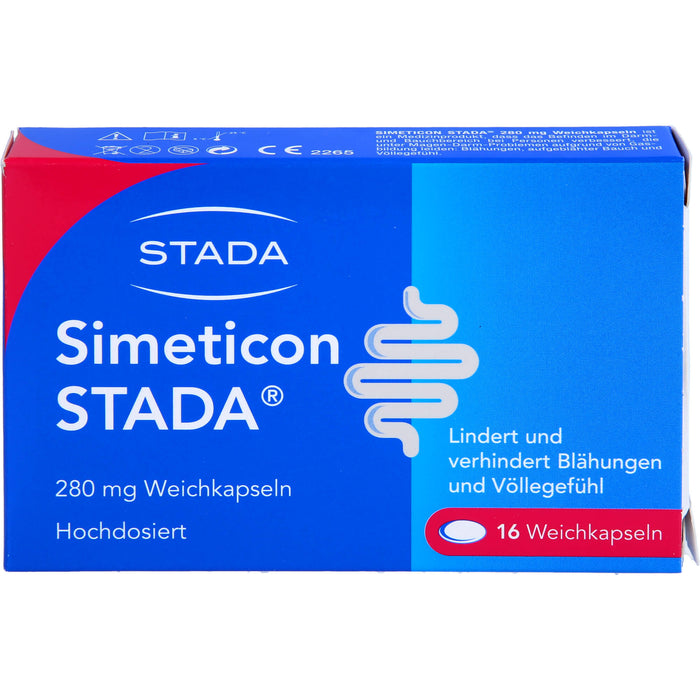 STADA Simeticon 280 mg Weichkapseln lindert und verhindert Blähungen und Völlegefühl, 16 pcs. Capsules