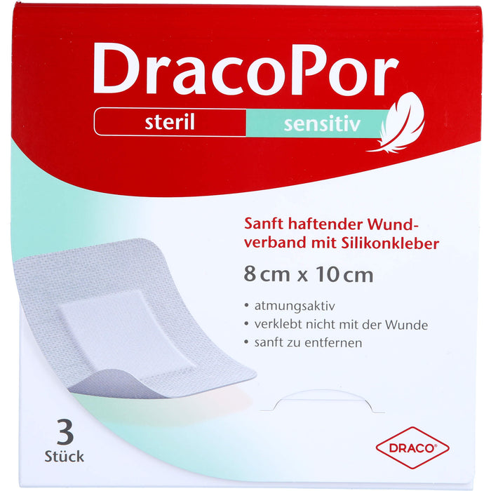 DracoPor sensitiv 8x10cm steril mit Silikonkleber, 3 St VER