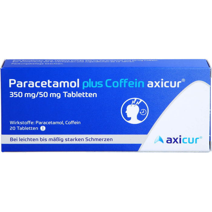 Paracetamol plus Coffein axicur 350 mg/50 mg Tabletten bei leichten bis mäßig starken Schmerzen, 20 pc Tablettes