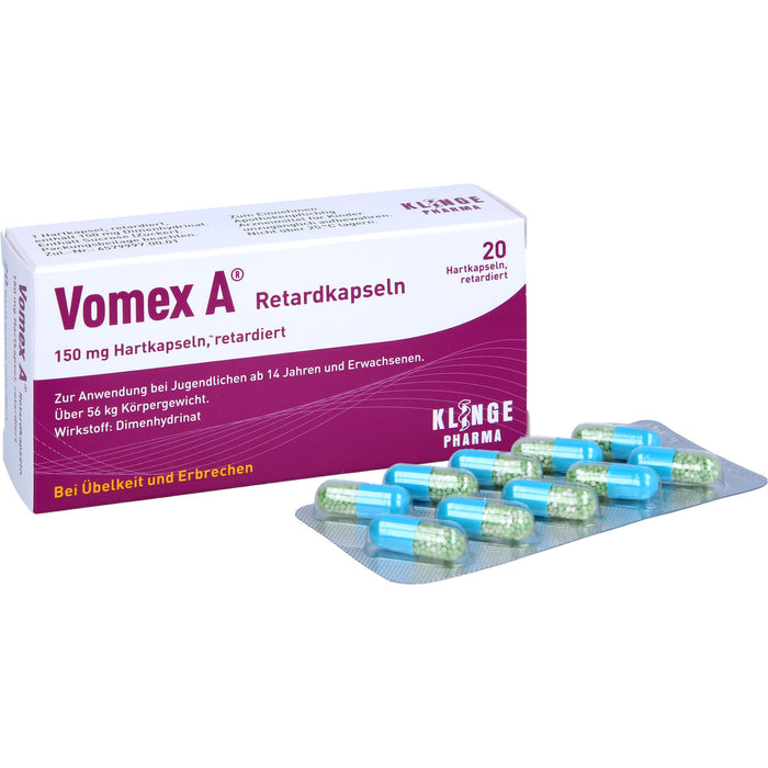 Vomex A 150 mg Retardkapseln 150 mg bei Übelkeit und Erbrechen, 20 pc Capsules