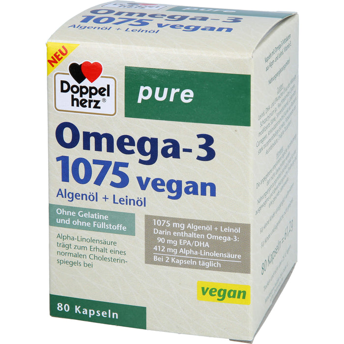 Doppelherz Omega-3 1075 vegan pure, 80 St. Kapseln