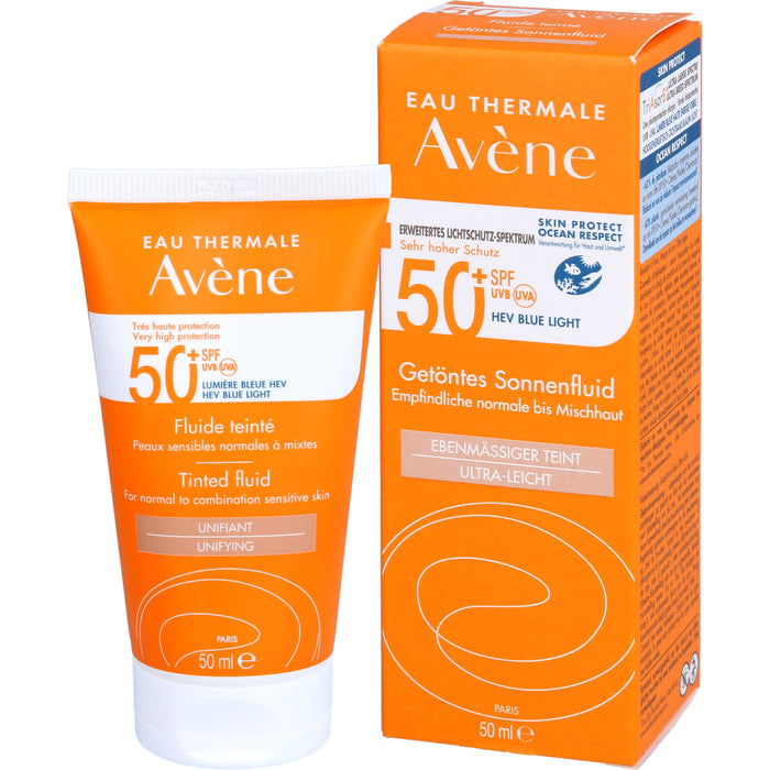 Avène Getöntes Sonnenfluid SPF 50+ für empfindliche normale bis Mischhaut, 50 ml Crème