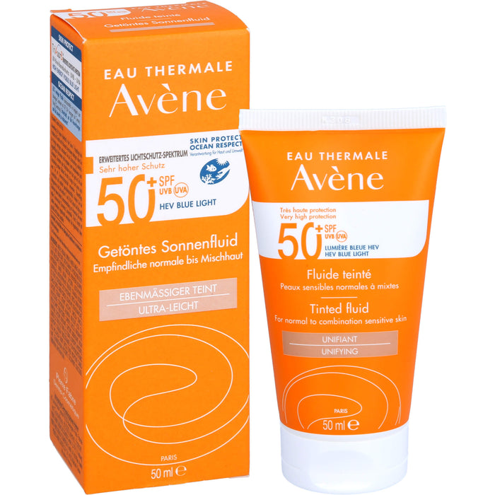 Avène Getöntes Sonnenfluid SPF 50+ für empfindliche normale bis Mischhaut, 50 ml Crème