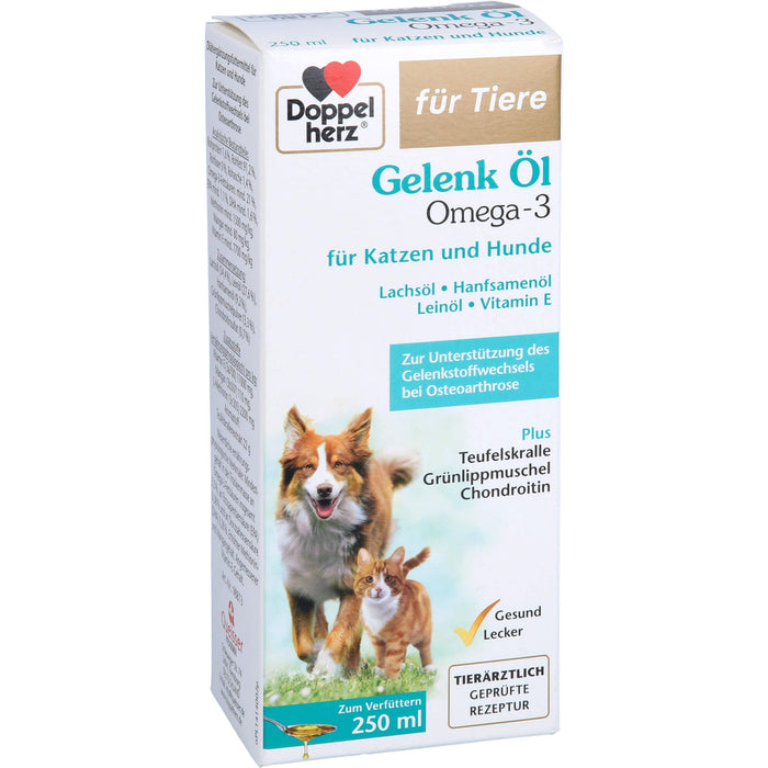 Doppelherz Gelenk Öl Omega 3 Lösung für Katzen + Hunde zur Unterstützung des Gelenkstoffwechsels bei Osteoarthrose, 250 ml Lösung