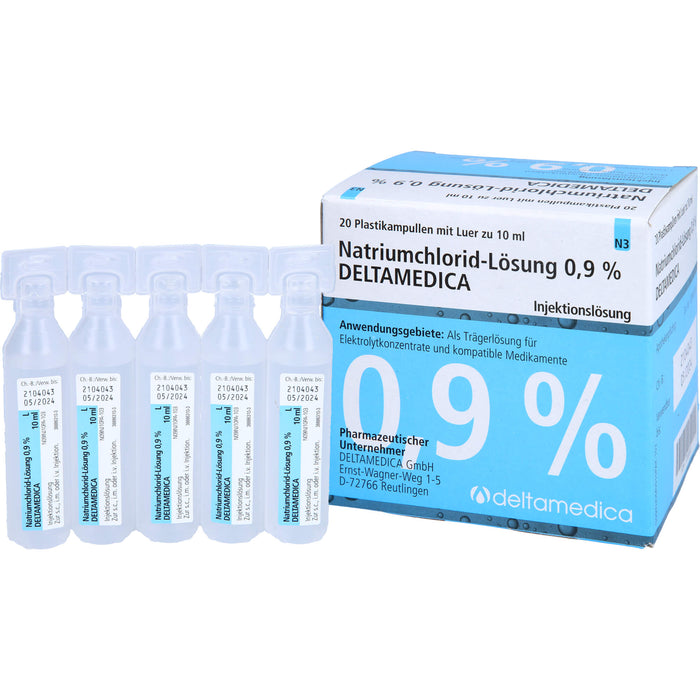 Natriumchlorid-Lösung 0,9 % Deltamedica, Injektionslösung, Luer Pl., 10 ml, 20X10 ml ILO