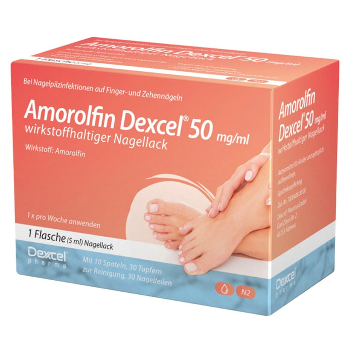 Amorolfin Dexcel 50 mg/ml Lösung bei Nagelpilzinfektionen, 5 ml Vernis à ongles contenant une substance active