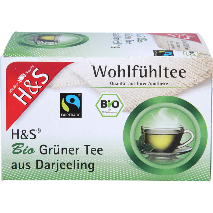 H&S Wohlfühltee Bio Grüner Tee aus Darjeeling, 20 St. Filterbeutel