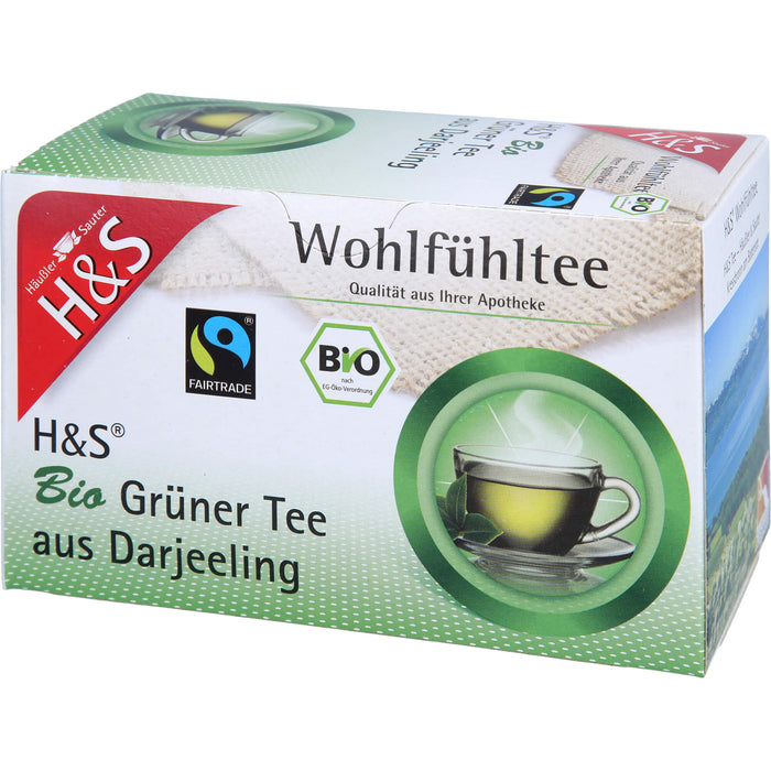 H&S Wohlfühltee Bio Grüner Tee aus Darjeeling, 20 St. Filterbeutel