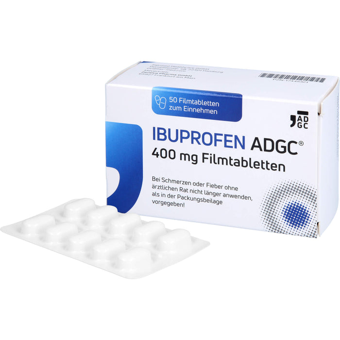 Ibuprofen ADGC 400 mg Filmtabletten bei Schmerzen oder Fieber, 50 pc Tablettes