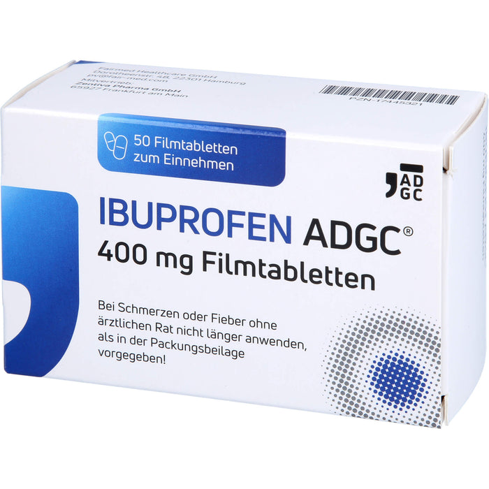 Ibuprofen ADGC 400 mg Filmtabletten bei Schmerzen oder Fieber, 50 St. Tabletten