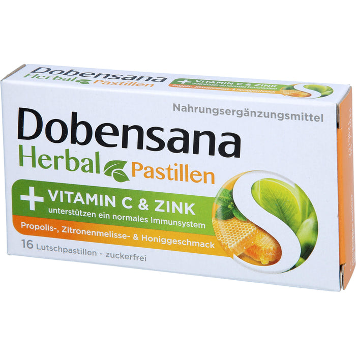 Dobensana Herbal Lutschpastillen mit Honiggeschmack Vitamin C Zink, 16 pc Pastilles