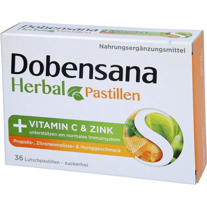 Dobensana Herbal Lutschpastillen mit  Honiggeschmack Vitamin C Zink, 36 St. Pastillen