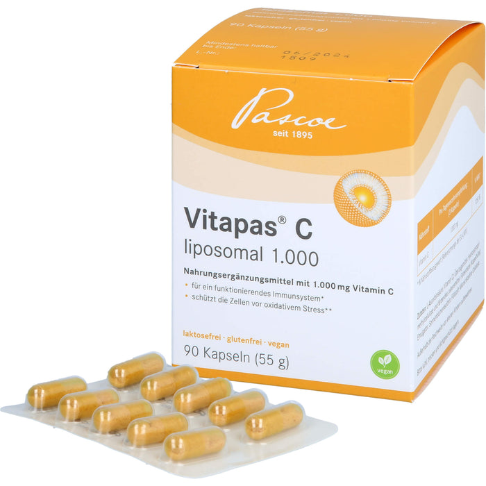 Vitapas C liposomal 1.000 Kapseln schützt die Zellen vor oxidativem Stress, 90 St. Kapseln