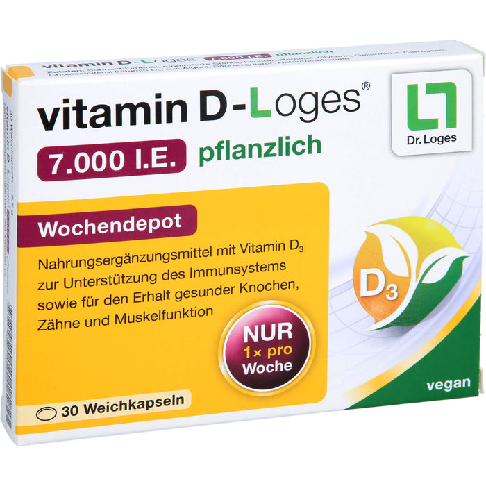 vitamin D-Loges 7.000 I.E. pflanzlich Weichkapseln, 30 St., 30 St. Kapseln