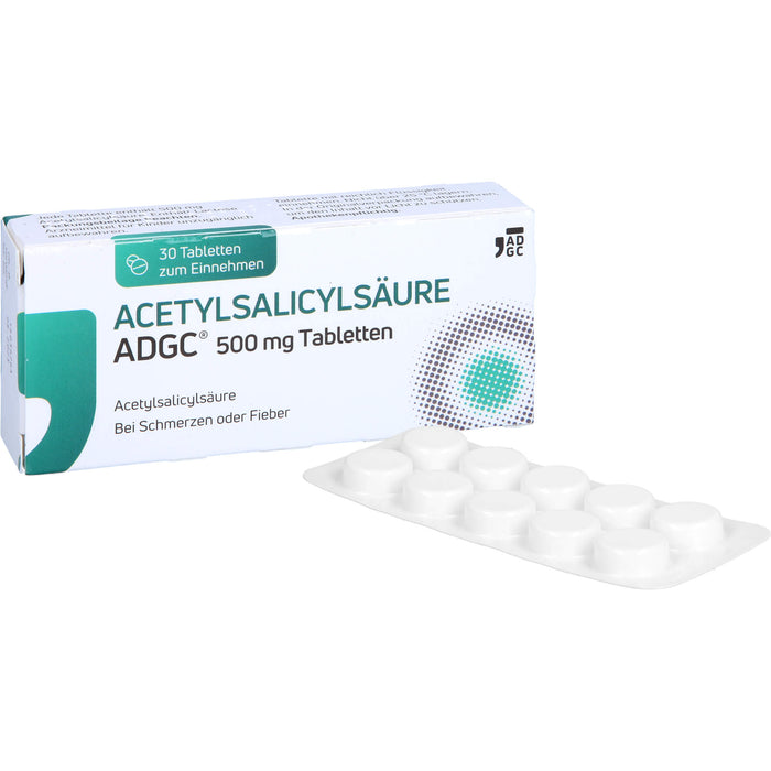 Acetylsalicylsäure ADGC 500 mg Tabletten bei Schmerzen oder Fieber, 30 pcs. Tablets