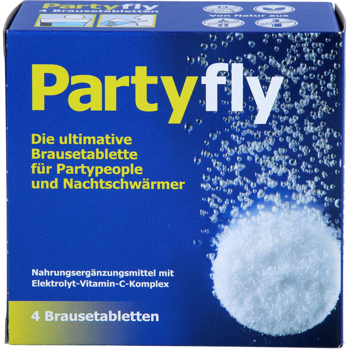 Partyfly Brausetabletten für Partypeople und Nachtschwärmer, 4 pc Comprimés effervescents