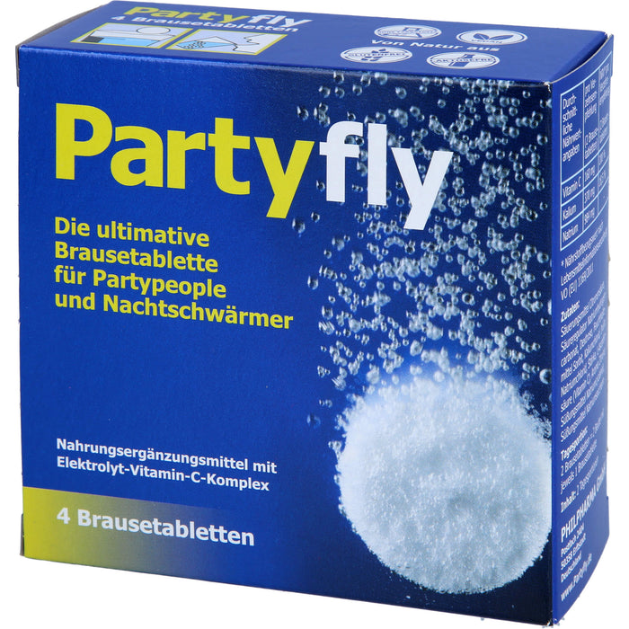 Partyfly Brausetabletten für Partypeople und Nachtschwärmer, 4 pc Comprimés effervescents