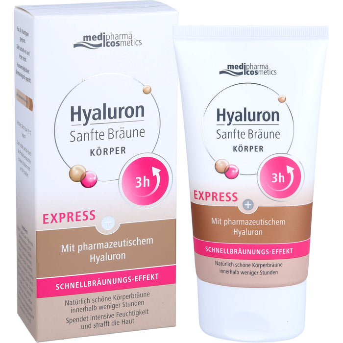 medipharma cosmetics Hyaluron Sanfte Bräune Express Körper mit Schnellbräunungs-Effekt, 150 ml Cream