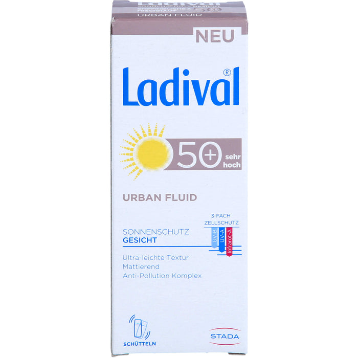 Ladival Urban Fluid LSF 50+ mattierender Gesichts-Sonnenschutz für jeden Tag mit ultra-leichter Textur und Anti-Pollution Komplex, 50 ml Crème