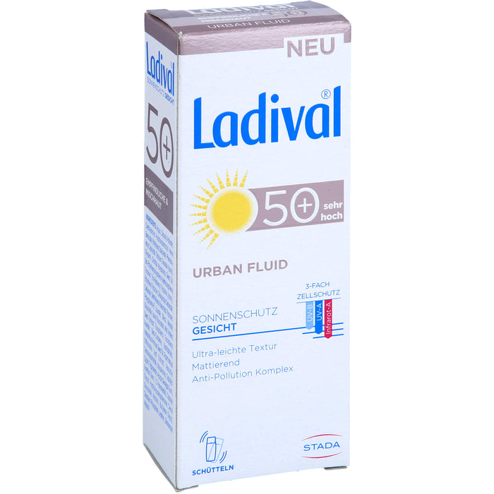 Ladival Urban Fluid LSF 50+ mattierender Gesichts-Sonnenschutz für jeden Tag mit ultra-leichter Textur und Anti-Pollution Komplex, 50 ml Crème