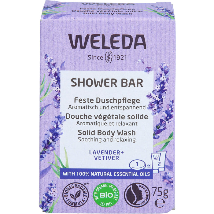 WELEDA Feste Duschpflege Lavender + Vetiver aromatisch und entspannend, 75 g Seifenstück