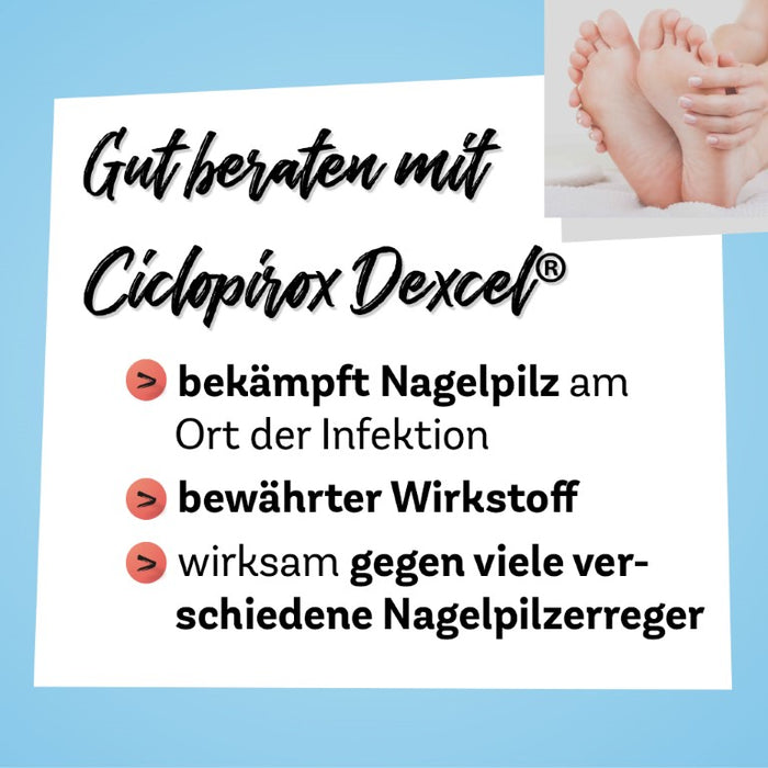 Ciclopirox Dexcel 80 mg/g Lösung wirkstoffhaltiger Nagellack bei Nagelpilzinfektionen, 6.6 ml Nail varnish containing active ingredients