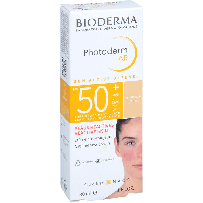 BIODERMA Photoderm AR LSF 50+ anti-Rötungen Sonnenschutz für das Gesicht bei Rosazea, bei empfindlicher, zu Rötungen neigender und reaktiver Haut, 30 ml Creme