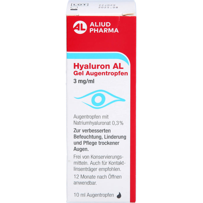 Hyaluron AL Gel Augentropfen 3 mg/ml zur intensiven Befeuchtung trockener Augen, 10 ml Solution