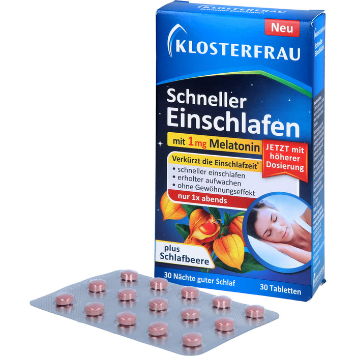 KLOSTERFRAU Schneller Einschlafen mit 1 mg Melatonin Tabletten, 30 St. Tabletten