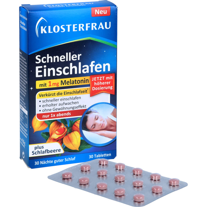 KLOSTERFRAU Schneller Einschlafen mit 1 mg Melatonin Tabletten, 30 pc Tablettes