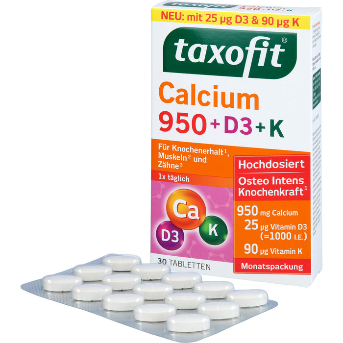 taxofit Calcium 950 + D3 + K, 30 St TAB