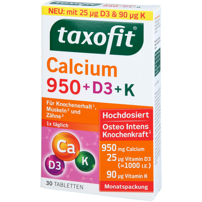 taxofit Calcium 950 + D3 + K, 30 St TAB