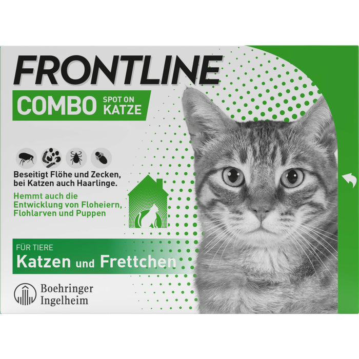 FRONTLINE Combo Spot on Pipetten gegen Flöhe und Zecken für Katzen und Frettchen, 6 pcs. Pipettes