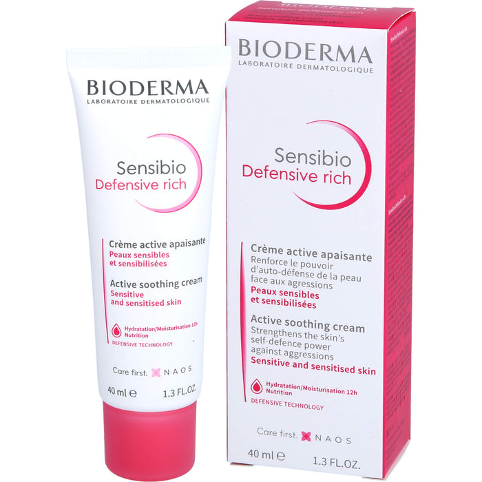 BIODERMA Sensibio Defensive rich Creme stärkt die Haut gegen Umwelteinflüsse, 40 ml Crème