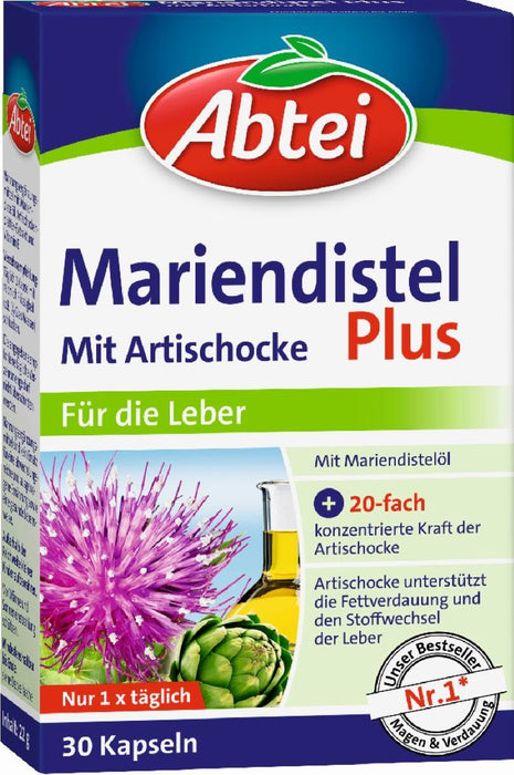 Abtei Mariendistel Plus Kapseln mit Artischocke für die Leber, 30 pc Capsules