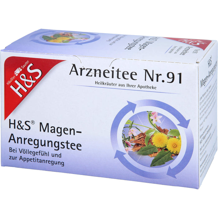 H&S Magen-Anregungstee Arzneitee Nr. 91 bei Völlegefühl und zur Appetitanregung, 20 pcs. Filter bag