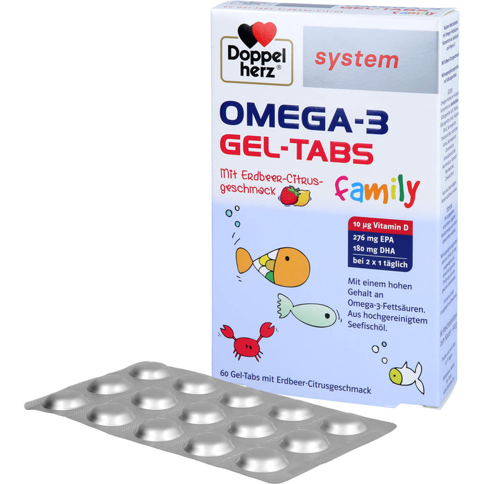 Doppelherz Omega-3 Gel-Tabs family Erdb.-Ci system, 60 St. Kautabletten