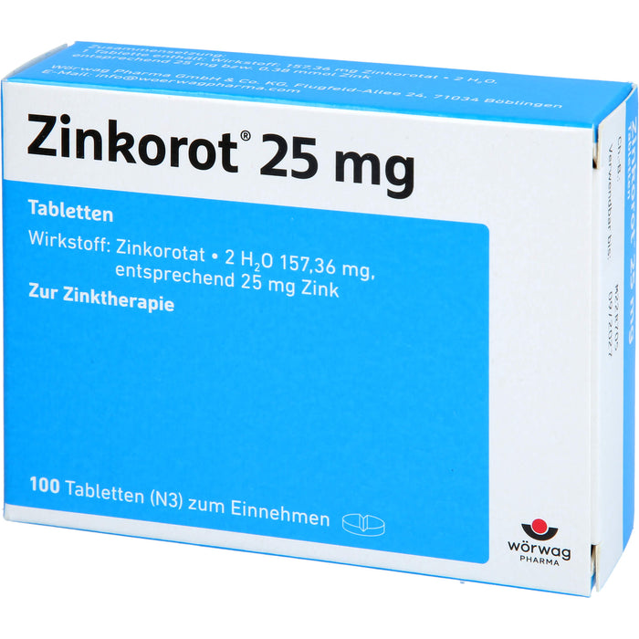 Zinkorot 25 mg Tabletten zur Zinktherapie, 100 St. Tabletten