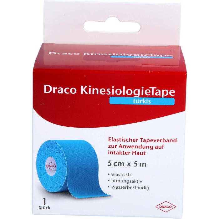 Draco KinesiologieTape 5 cm x 5 m türkis elastischer Tapeverband, 1 pc pansement