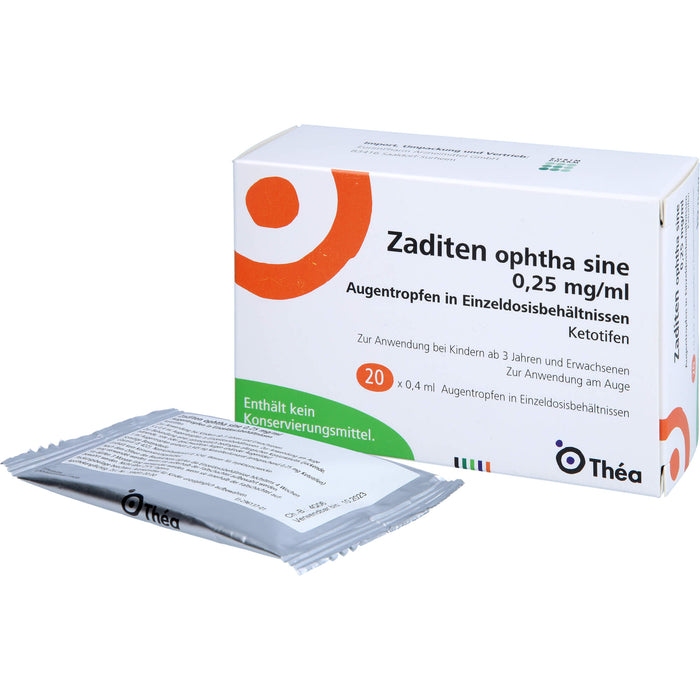 Zaditen ophta sine 0,25 mg/ml Eurim Augentropfen in Einzeldosisbehältnissen, 20 St EDP