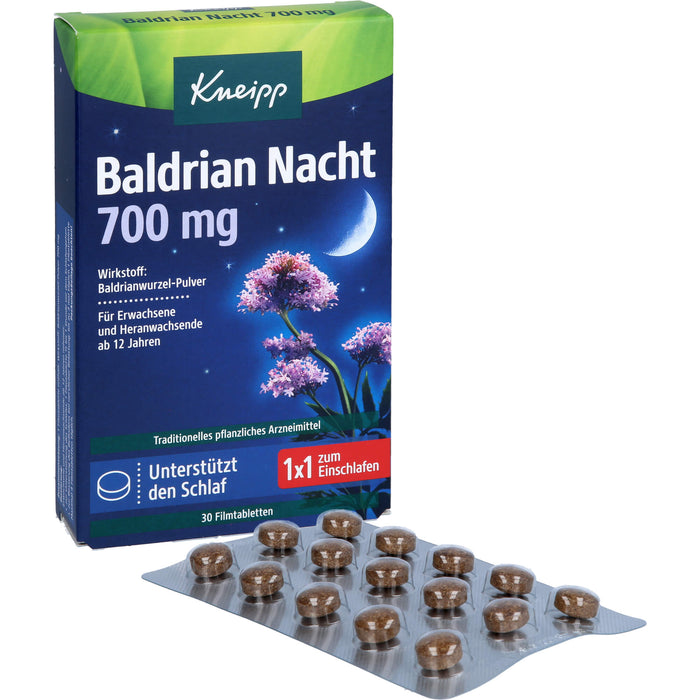 Kneipp Baldrian Nacht 700 mg Tabletten unterstützt den Schlaf, 30 pcs. Tablets