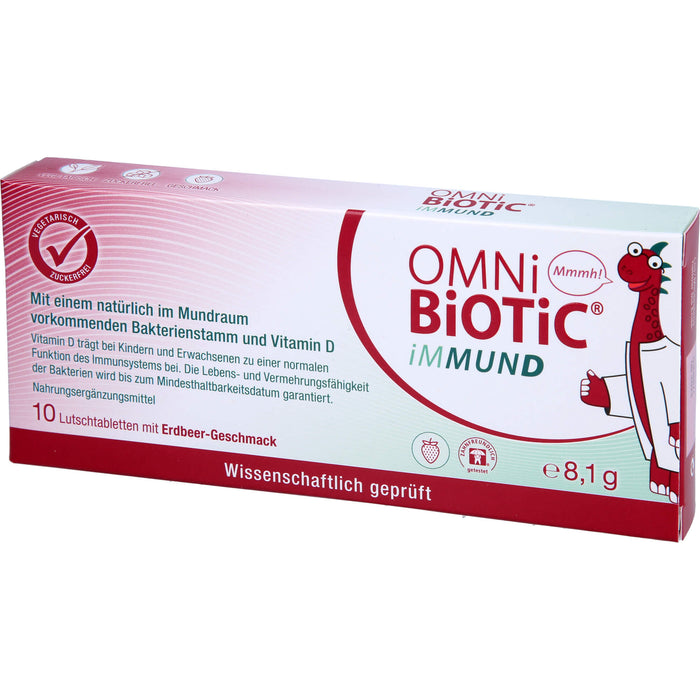 OMNi-BiOTiC iMMUND Lutschtabletten mit Erdbeer-Geschmack trägt zu einer normalen Funktion des Immunsystems bei, 10 St. Tabletten