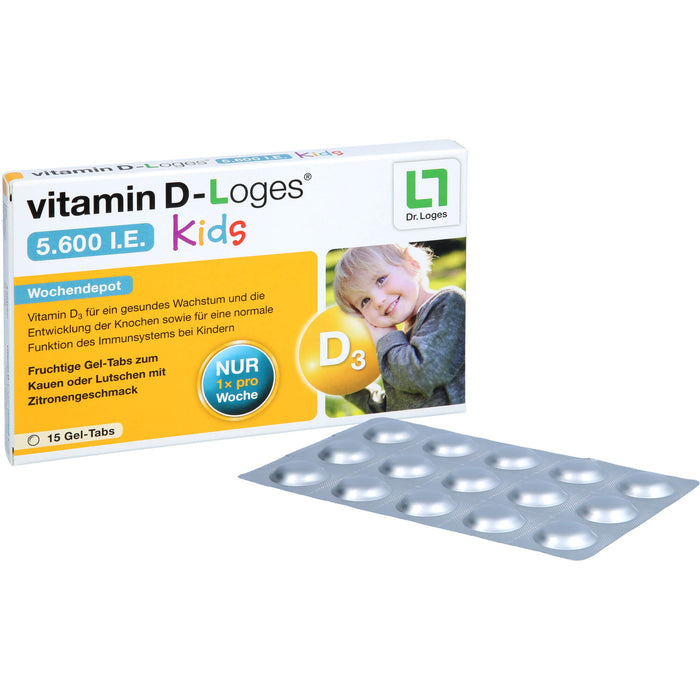 Vitamin D-loges 5.600 I.E Kids fruchtige Gel-Tabs, 15 pc Bonbons de gomme